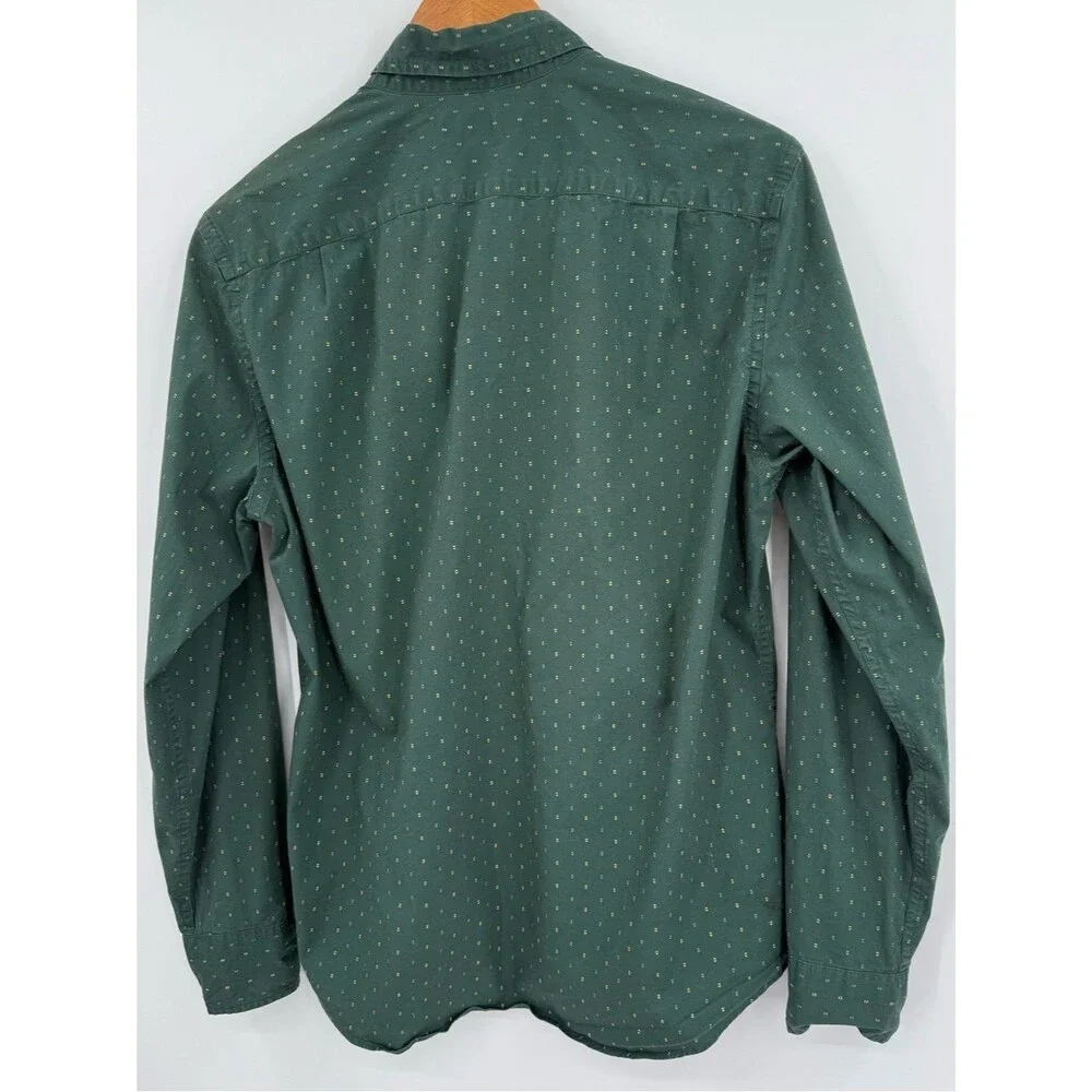 J.Crew Mercantile Flex Dot Print Button Down Shirt | Forest Green | Medium